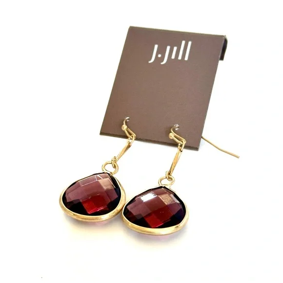 J. JILL Purple Crystal & Gold Drop Earrings | NWT - Picture 2 of 4